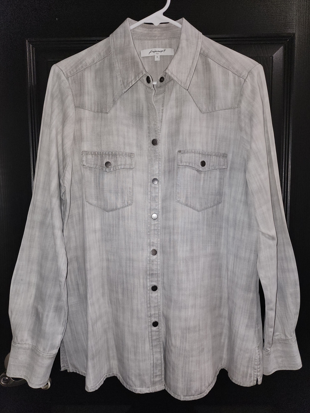 Foxcroft Light Gray Button-Down Western Shirt